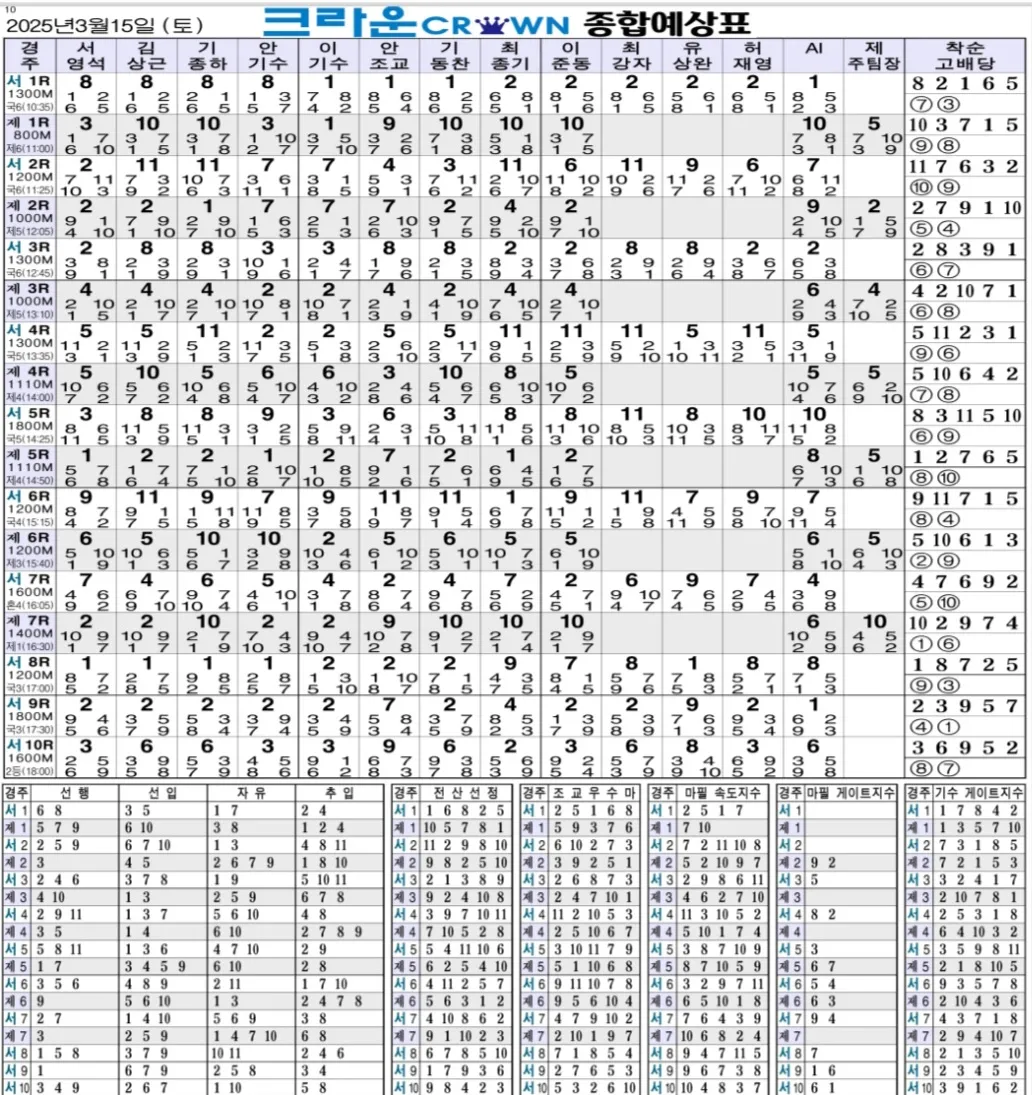 "3월 15일 토요경마 종합지"