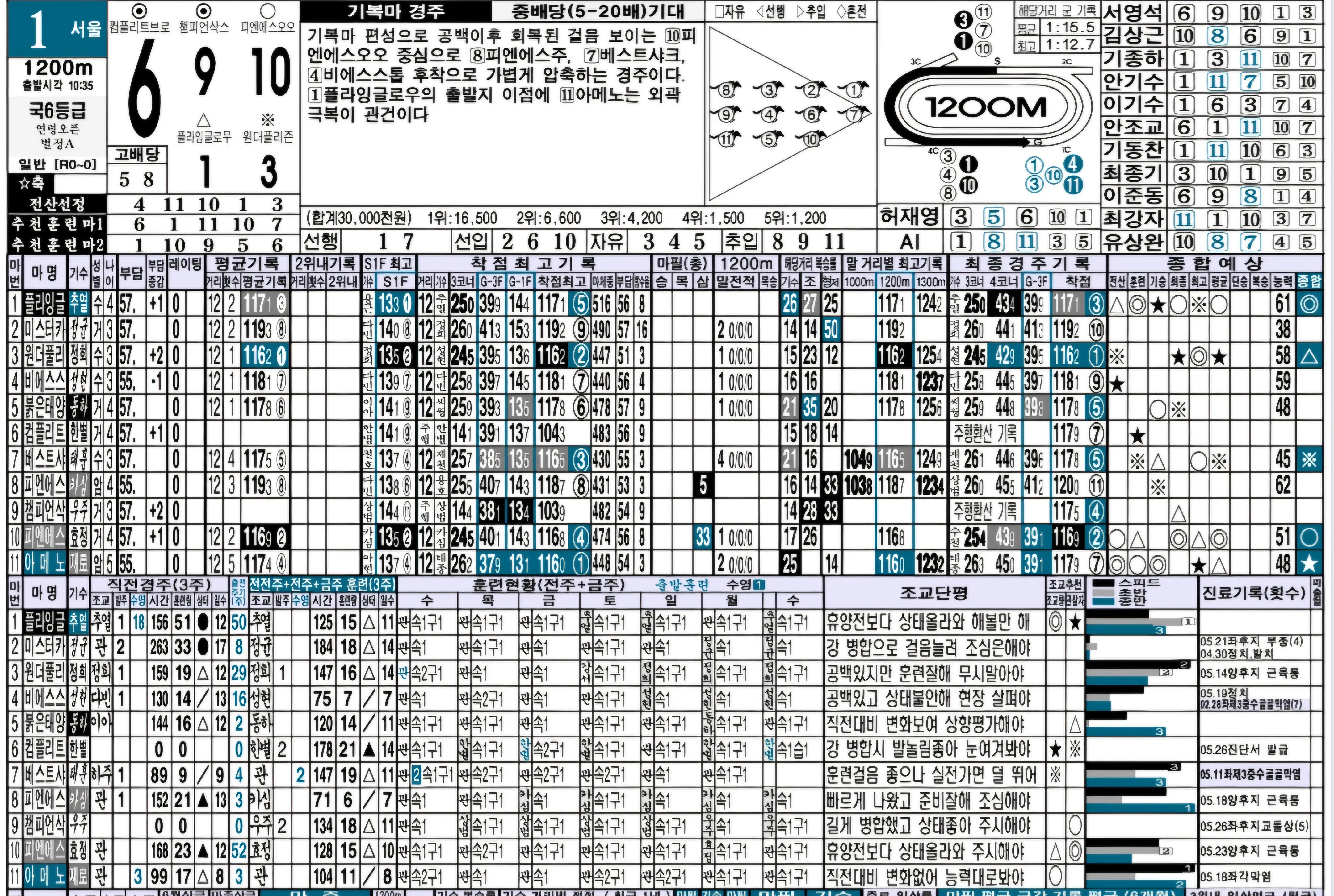 "6월 8일 일요경마 명승부 예상지"