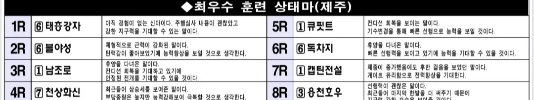 5월 23일 금요일 제주 조교상태 양호마"