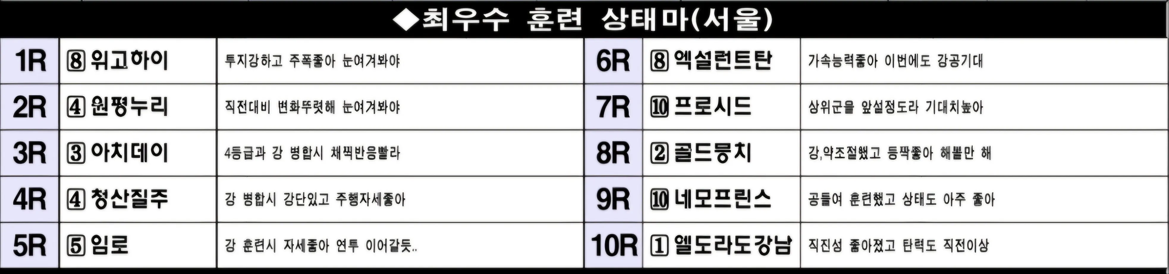 "3월 1일 토요일 서울 조교상태양호마"