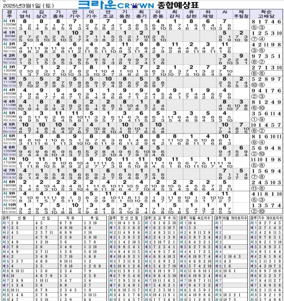 "3월 1일 토요경마 종합지"